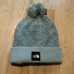 North Face Chevron Knit Beanie with Pom Pom